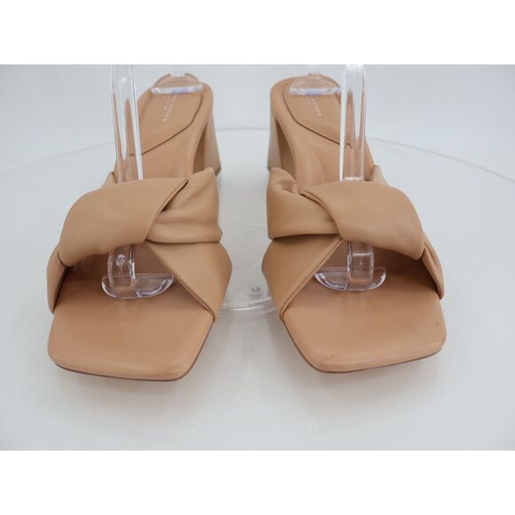 Marc Fisher Womens Calia Sandals Slides Block Heel Beige Twisted Leather 11M - Picture 3 of 10